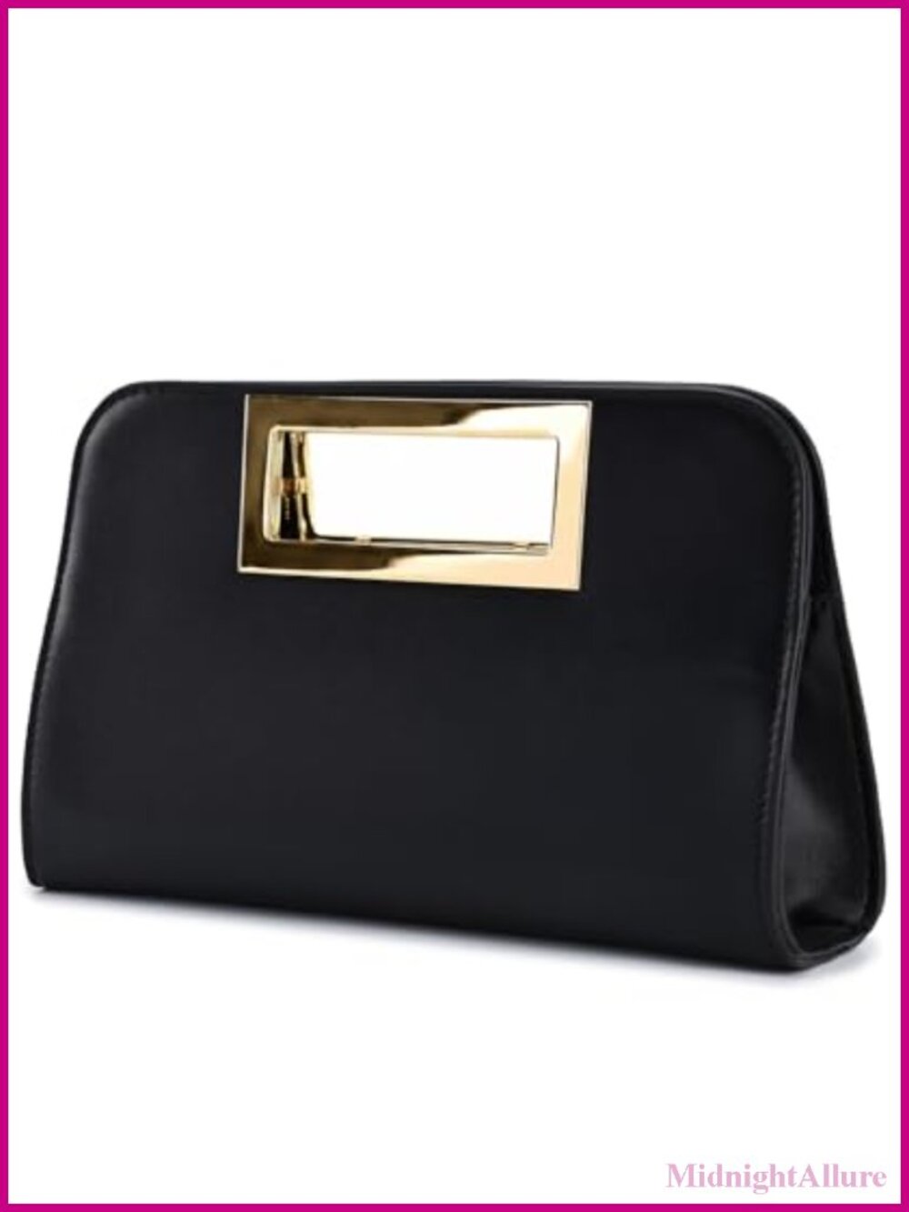 Vegan Leather Clutch Purse Cut-Out Handle Evening Bag Crossbody